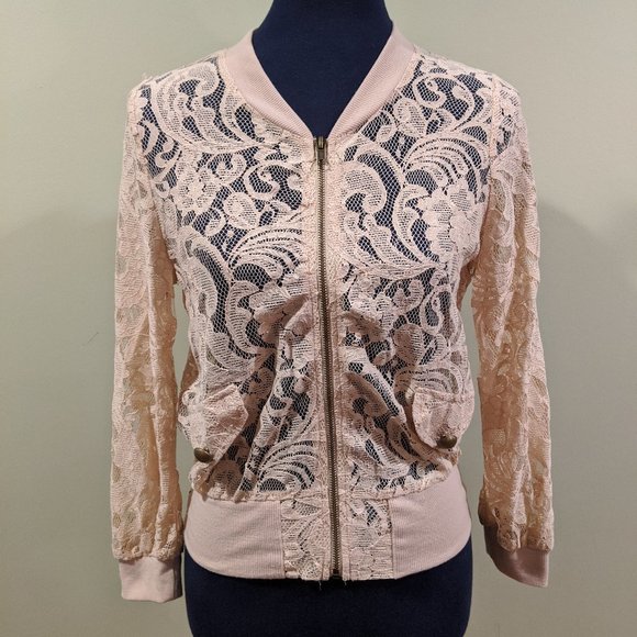Lace Zip Up Jacket - Picture 1 of 7